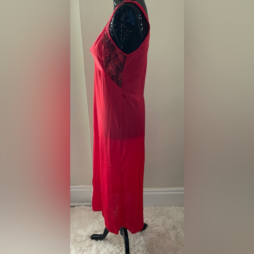 Vintage Bright Red Long Nightgown - Picture 5 of 12